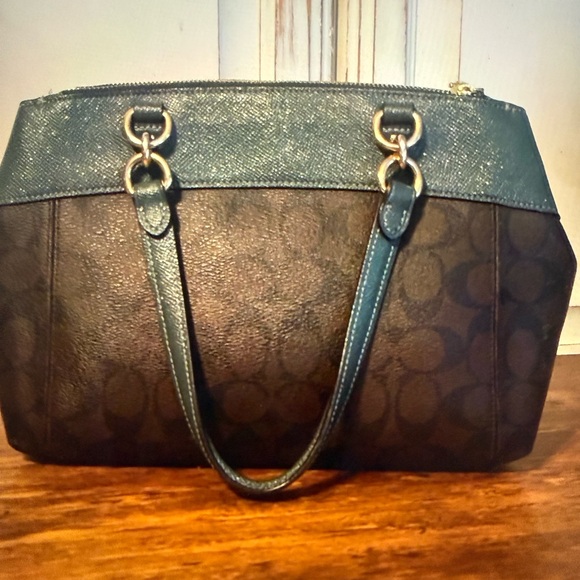 Coach Brown and Teal Satchel - Picture 4 of 17